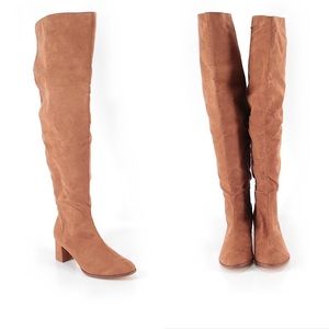 Thigh high wide calf boots